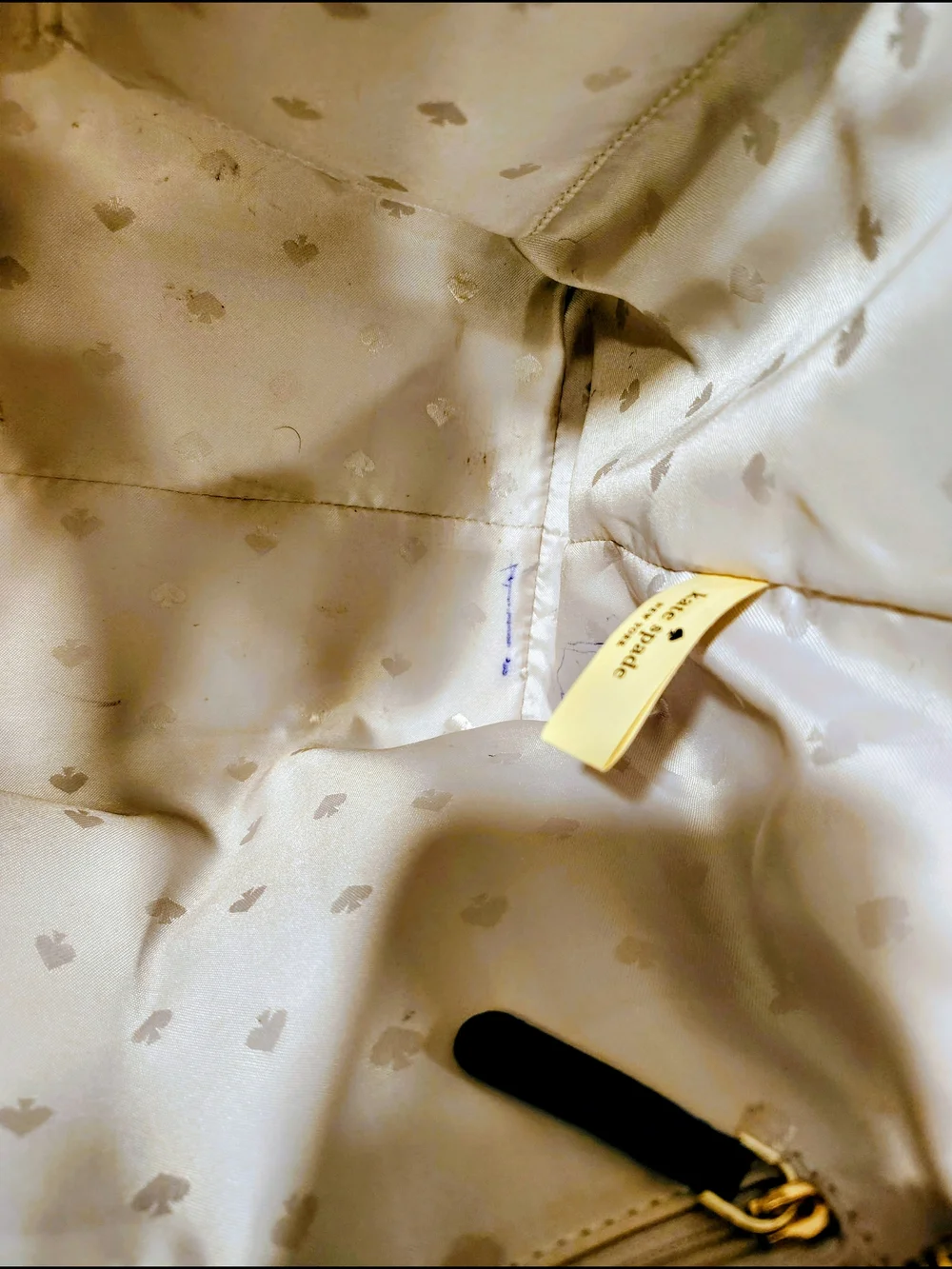 Kate Spade Cowhide Leather Tote with Cream Lining, Navy Blue EUC
